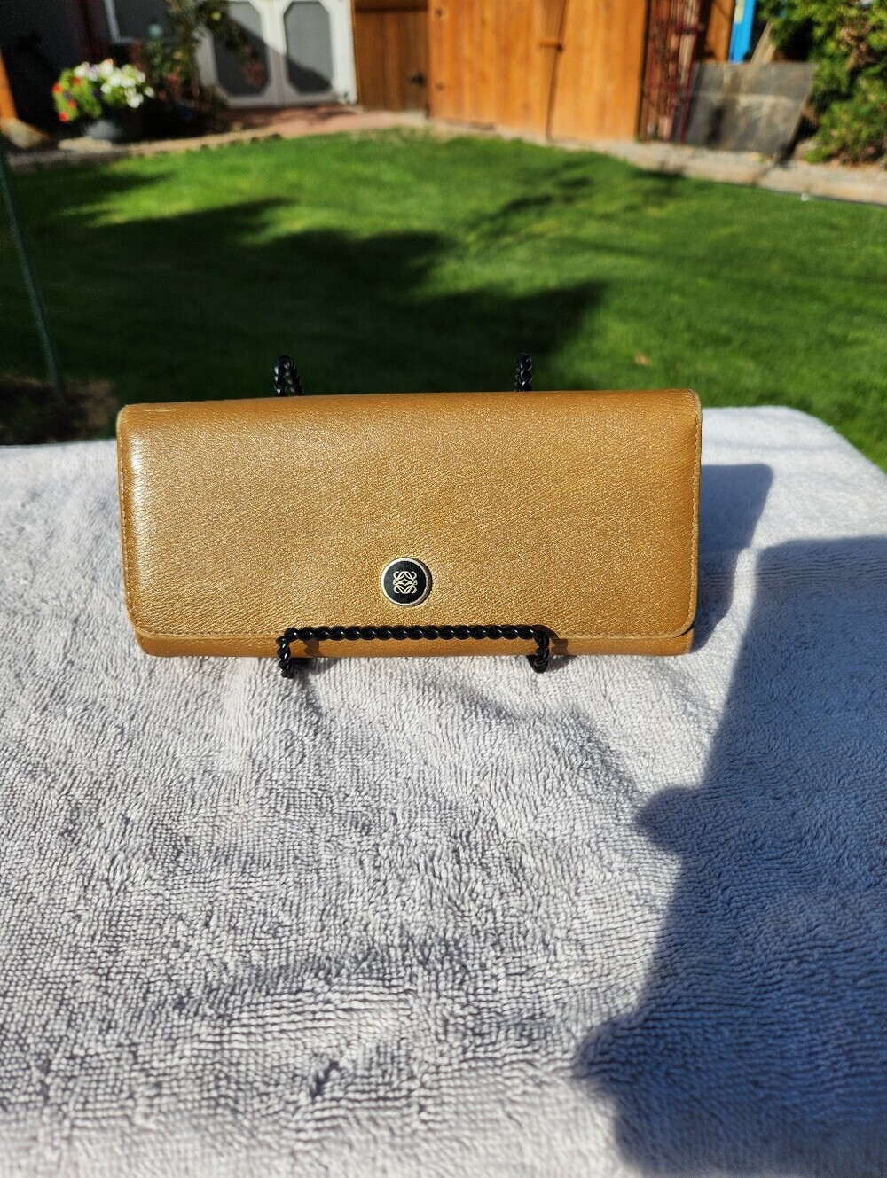 Authentic Loewe Leather-Textured Women's Wallet in Tan